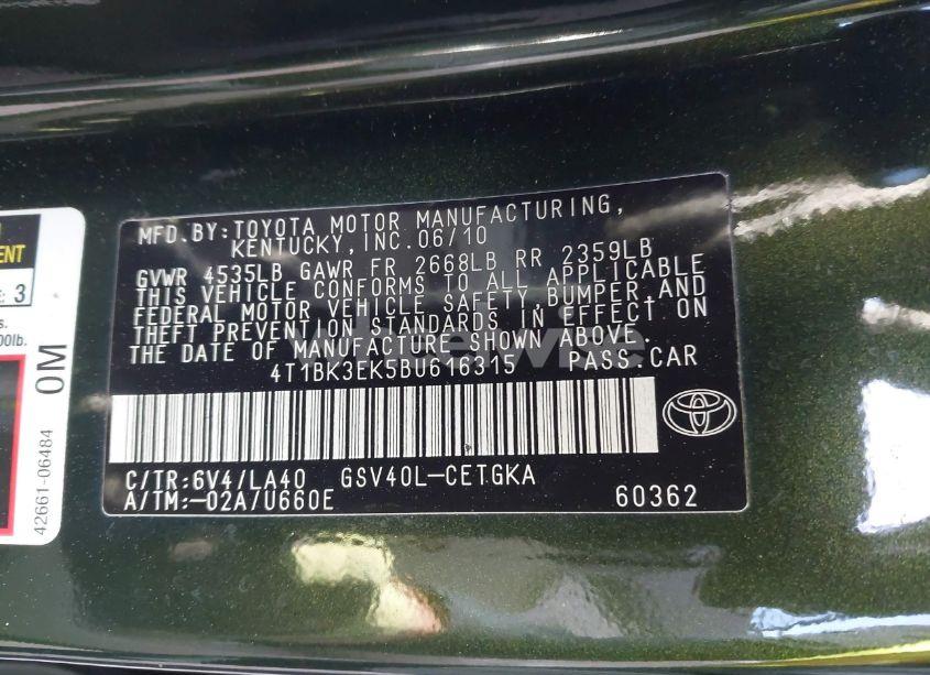 Photo 9 of 2011 Toyota Camry (VIN 4T1BK3EK5BU616315)