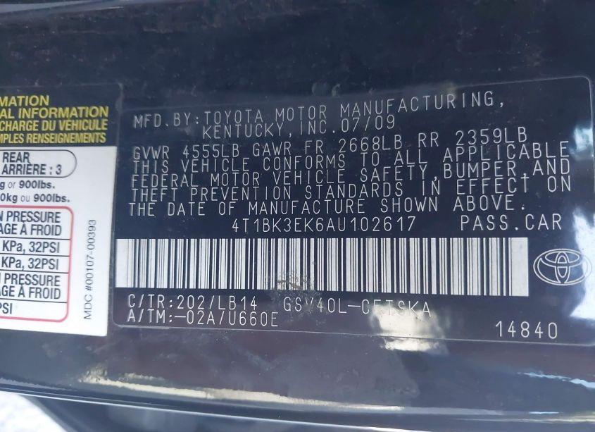 Photo 9 of 2010 Toyota Camry SE V6 (VIN 4T1BK3EK6AU102617)