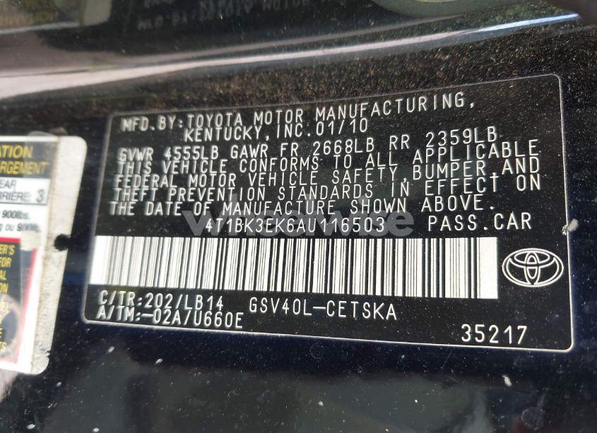 Photo 9 of 2010 Toyota Camry SE V6 (VIN 4T1BK3EK6AU116503)