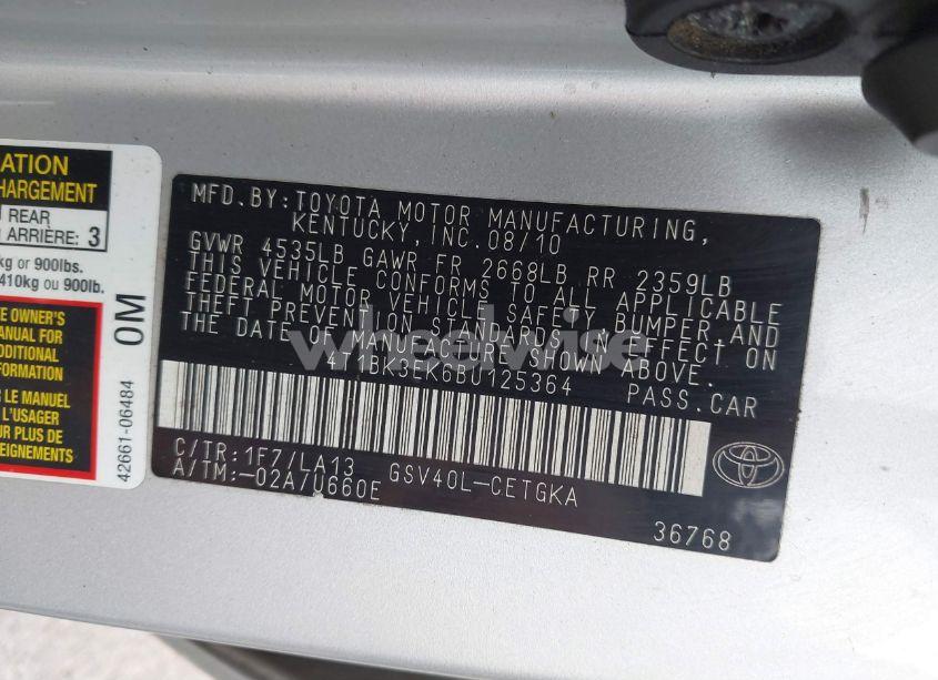 Photo 9 of 2011 Toyota Camry XLE V6 (VIN 4T1BK3EK6BU125364)