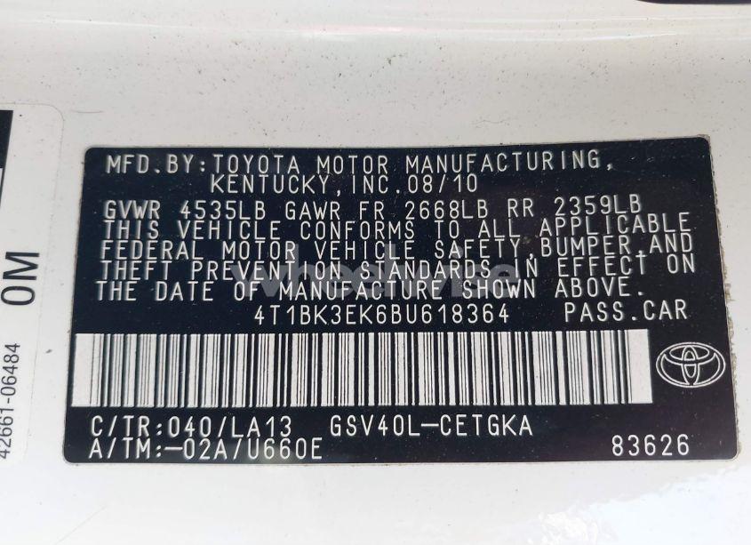 Photo 9 of 2011 Toyota Camry XLE V6 (VIN 4T1BK3EK6BU618364)