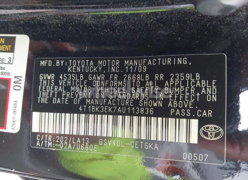 Photo 9 of 2010 Toyota Camry SE/LE/XLE (VIN 4T1BK3EK7AU113836)