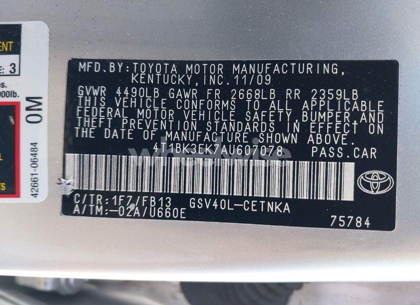 Photo 9 of 2010 Toyota Camry LE V6 (VIN 4T1BK3EK7AU607078)