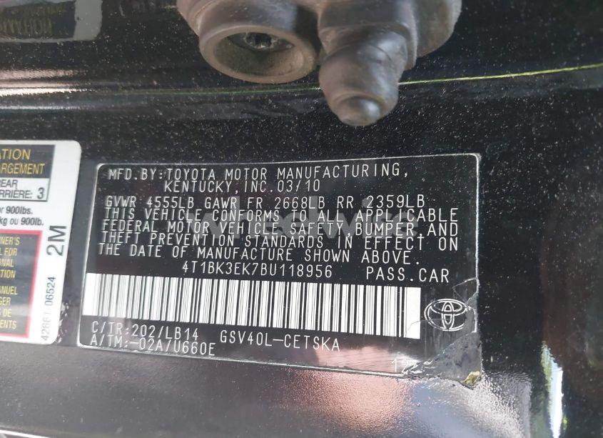 Photo 9 of 2011 Toyota Camry SE V6 (VIN 4T1BK3EK7BU118956)