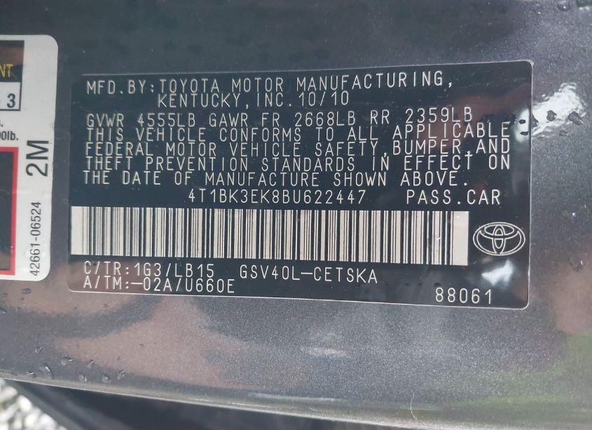 Photo 9 of 2011 Toyota Camry SE V6 (VIN 4T1BK3EK8BU622447)