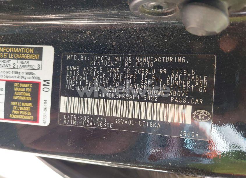 Photo 9 of 2010 Toyota Camry XLE V6 (VIN 4T1BK3EK9AU115832)