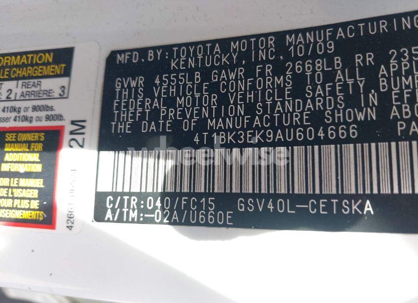 Photo 9 of 2010 Toyota Camry SE V6 (VIN 4T1BK3EK9AU604666)