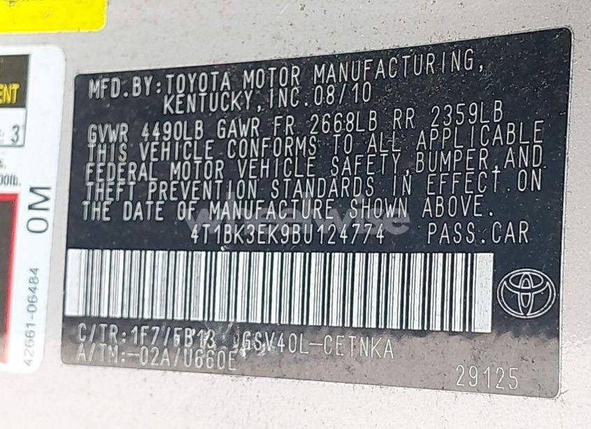 Photo 9 of 2011 Toyota Camry LE V6 (VIN 4T1BK3EK9BU124774)