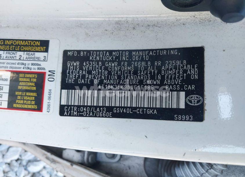 Photo 9 of 2011 Toyota Camry XLE V6 (VIN 4T1BK3EK9BU616186)