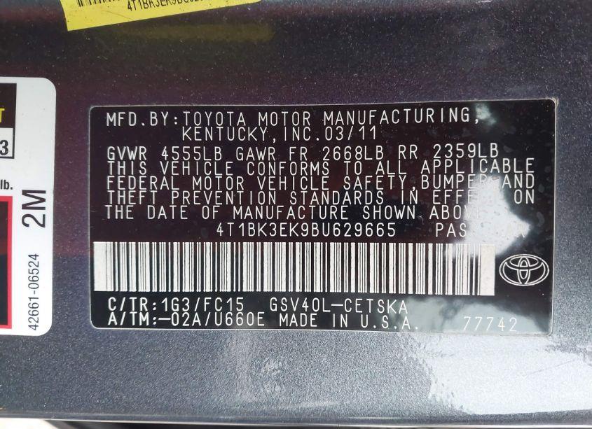 Photo 9 of 2011 Toyota Camry SE V6 (VIN 4T1BK3EK9BU629665)