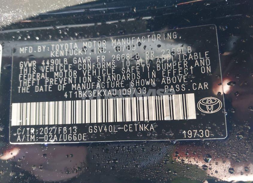 Photo 9 of 2010 Toyota Camry LE V6 (VIN 4T1BK3EKXAU109733)