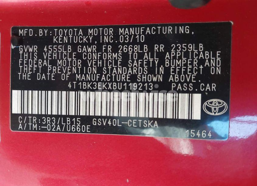 Photo 9 of 2011 Toyota Camry SE V6 (VIN 4T1BK3EKXBU119213)