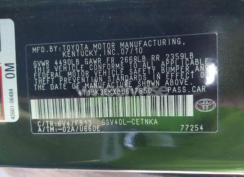 Photo 9 of 2011 Toyota Camry LE V6 (VIN 4T1BK3EKXBU617850)