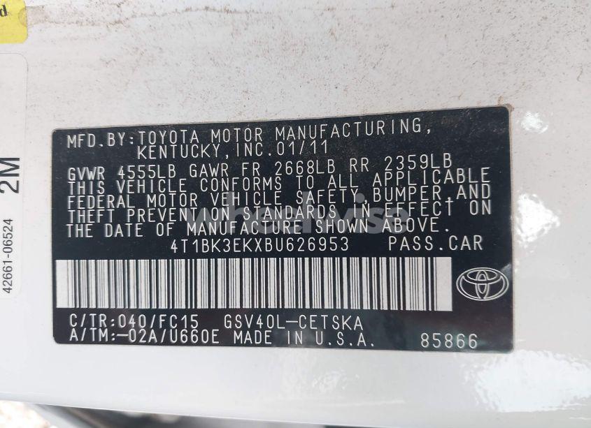 Photo 9 of 2011 Toyota Camry SE V6 (VIN 4T1BK3EKXBU626953)