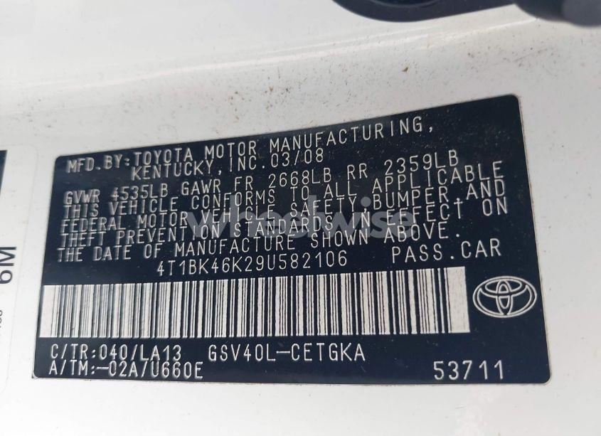 Photo 9 of 2009 Toyota Camry XLE V6 (VIN 4T1BK46K29U582106)