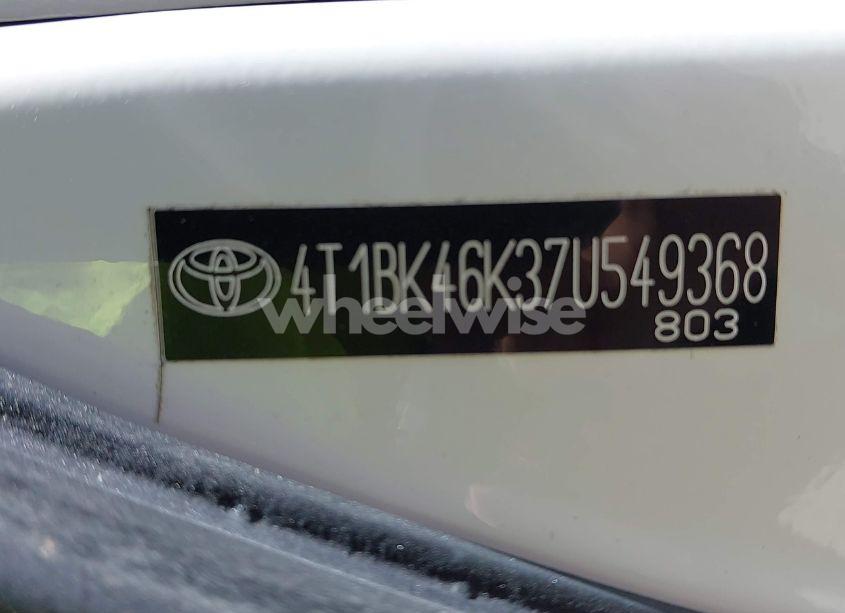Photo 9 of 2007 Toyota Camry XLE V6 (VIN 4T1BK46K37U549368)