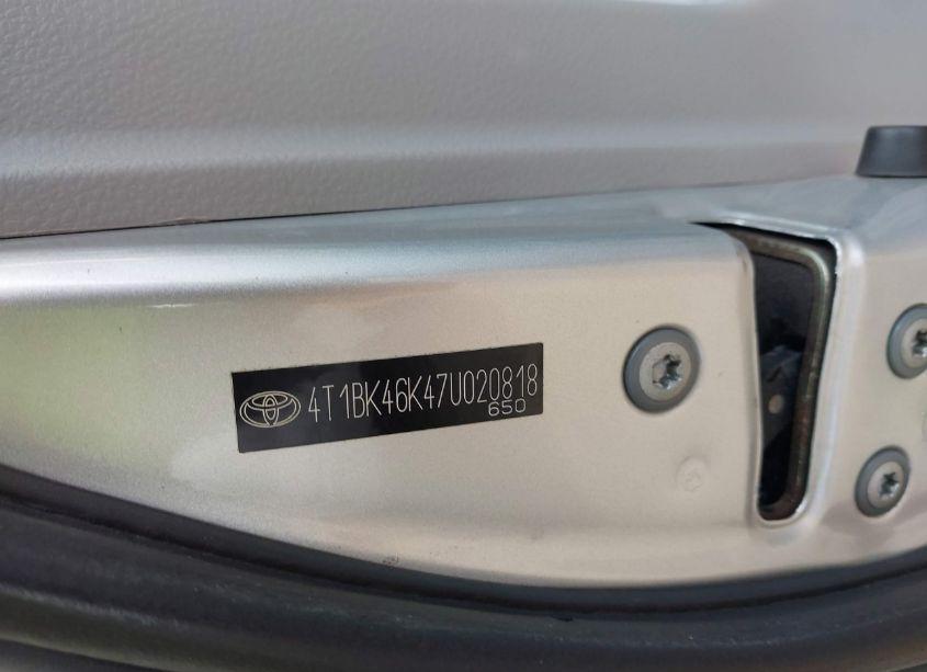 Photo 9 of 2007 Toyota Camry LE V6 (VIN 4T1BK46K47U020818)