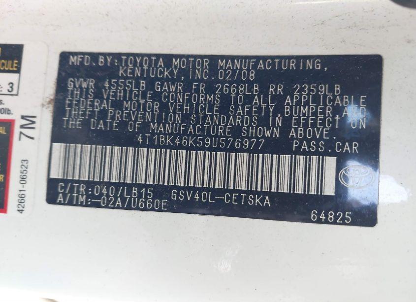 Photo 9 of 2009 Toyota Camry SE V6 (VIN 4T1BK46K59U576977)