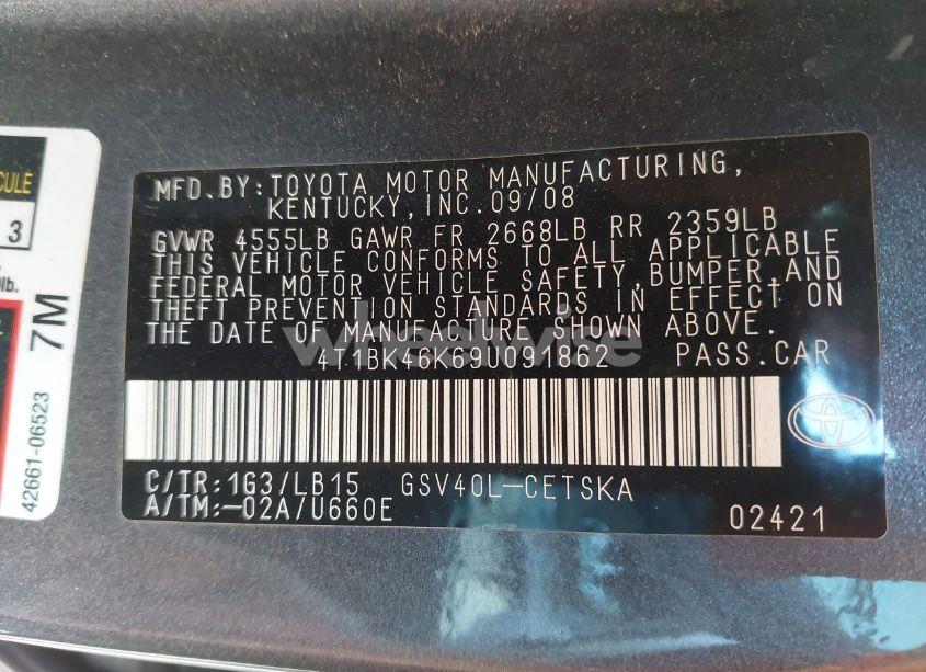 Photo 9 of 2009 Toyota Camry SE V6 (VIN 4T1BK46K69U091862)