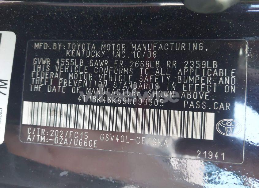 Photo 9 of 2009 Toyota Camry SE V6 (VIN 4T1BK46K69U093305)