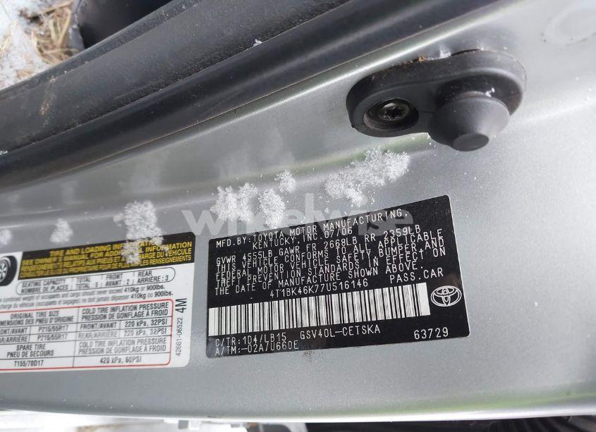 Photo 9 of 2007 Toyota Camry SE V6 (VIN 4T1BK46K77U516146)