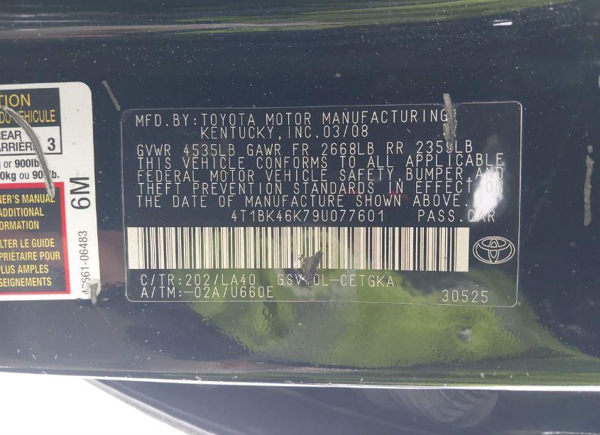 Photo 9 of 2009 Toyota Camry XLE V6 (VIN 4T1BK46K79U077601)