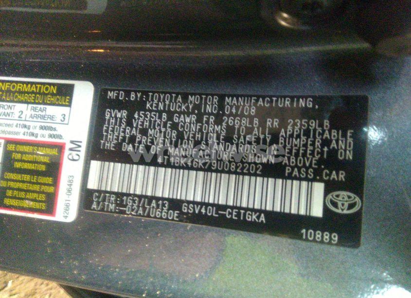 Photo 9 of 2009 Toyota Camry XLE V6 (VIN 4T1BK46K79U082202)