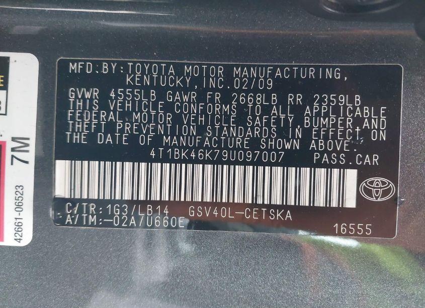 Photo 9 of 2009 Toyota Camry SE V6 (VIN 4T1BK46K79U097007)