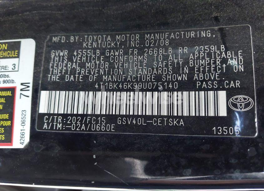 Photo 9 of 2009 Toyota Camry SE V6 (VIN 4T1BK46K99U075140)