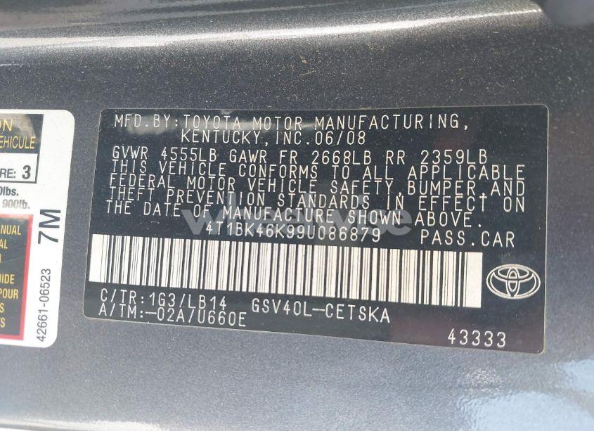 Photo 9 of 2009 Toyota Camry SE V6 (VIN 4T1BK46K99U086879)
