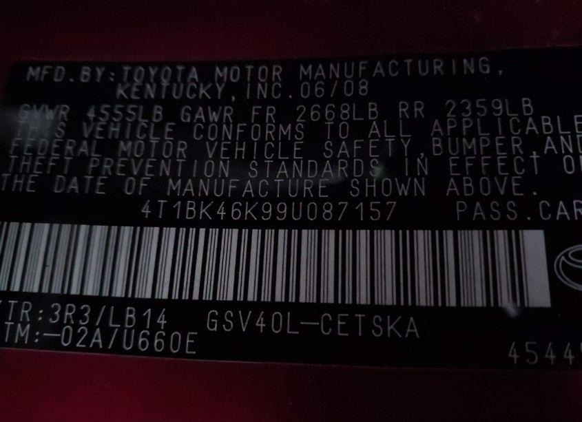 Photo 9 of 2009 Toyota Camry SE V6 (VIN 4T1BK46K99U087157)