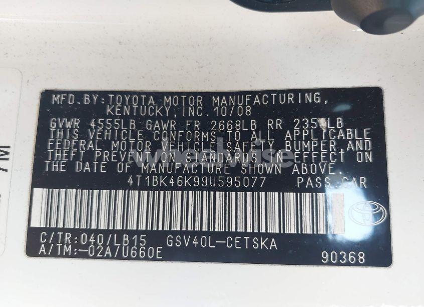 Photo 9 of 2009 Toyota Camry SE V6 (VIN 4T1BK46K99U595077)