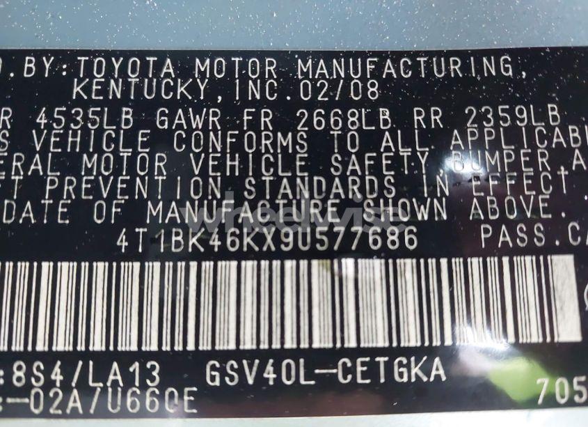 Photo 9 of 2009 Toyota Camry XLE V6 (VIN 4T1BK46KX9U577686)