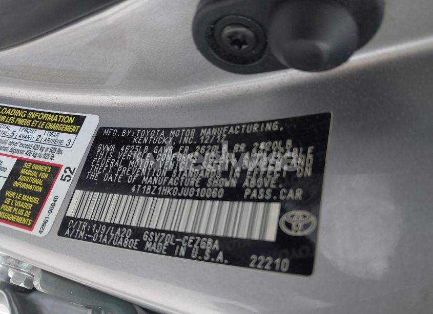 Photo 9 of 2018 Toyota Camry XLE V6 (VIN 4T1BZ1HK0JU010060)