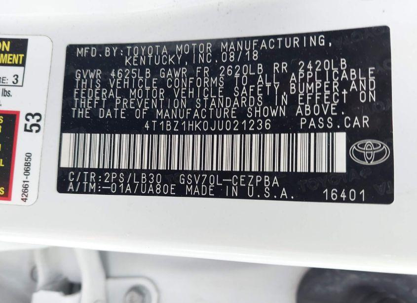 Photo 9 of 2018 Toyota Camry XSE V6 (VIN 4T1BZ1HK0JU021236)