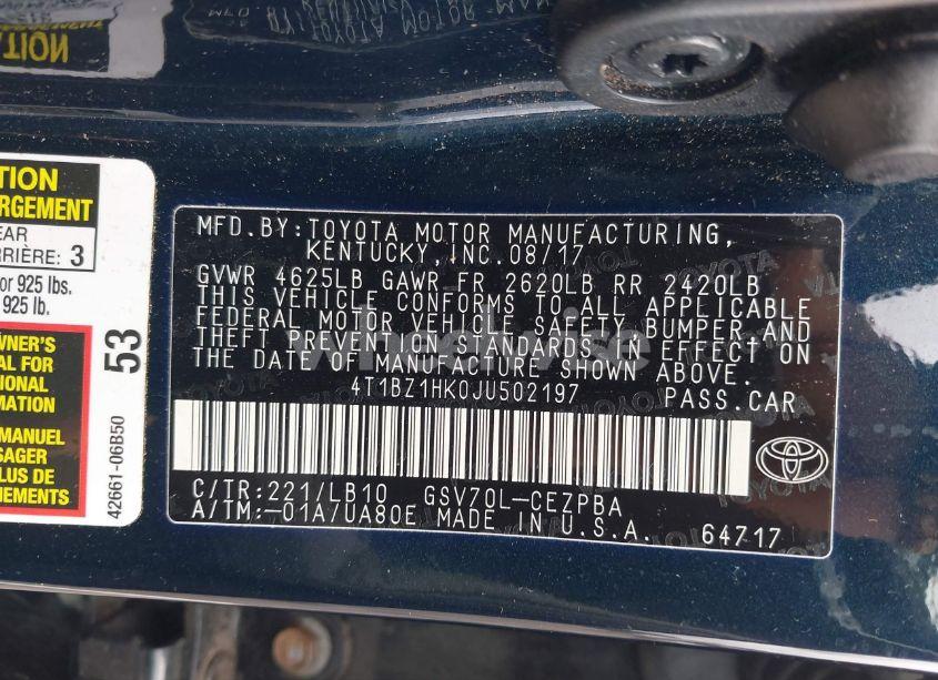 Photo 9 of 2018 Toyota Camry XSE V6 (VIN 4T1BZ1HK0JU502197)