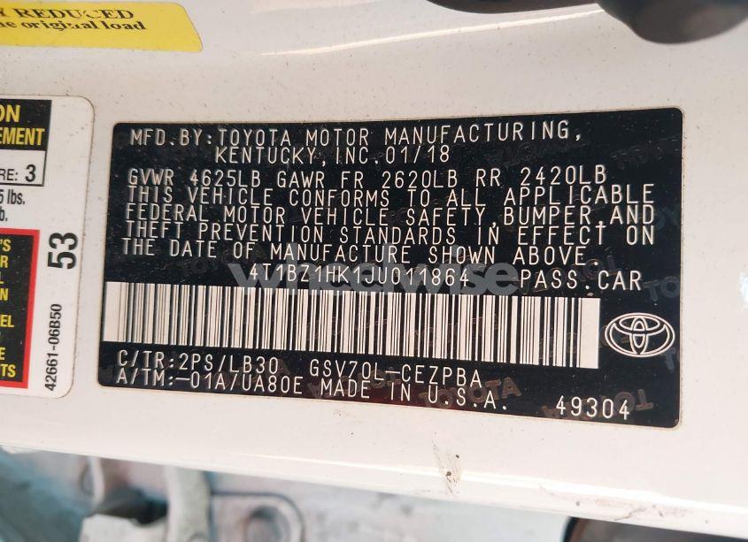 Photo 9 of 2018 Toyota Camry XSE V6 (VIN 4T1BZ1HK1JU011864)