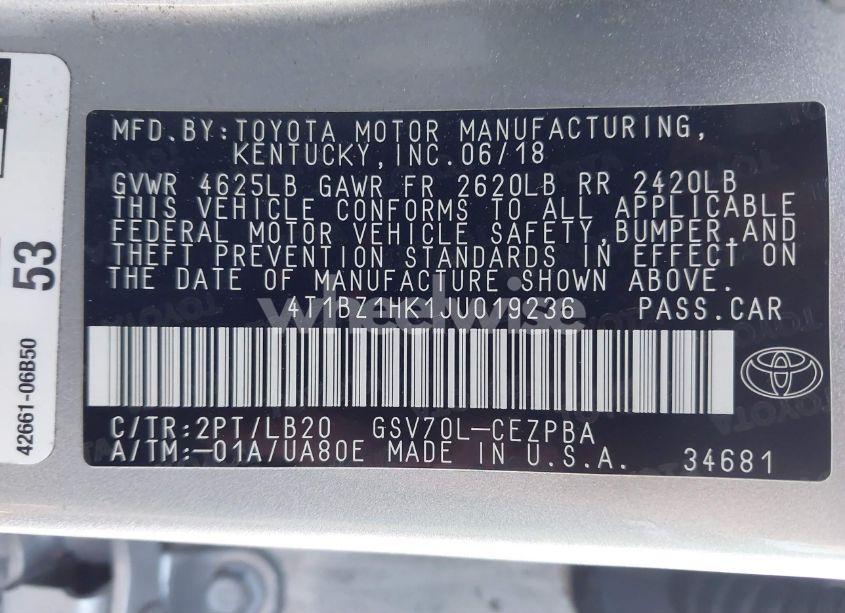 Photo 9 of 2018 Toyota Camry XSE V6 (VIN 4T1BZ1HK1JU019236)