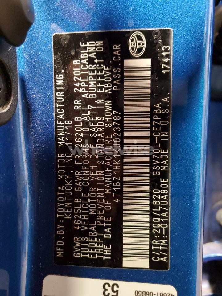 Photo 12 of 2019 TOYOTA CAMRY XSE (VIN 4T1BZ1HK1KU023787)