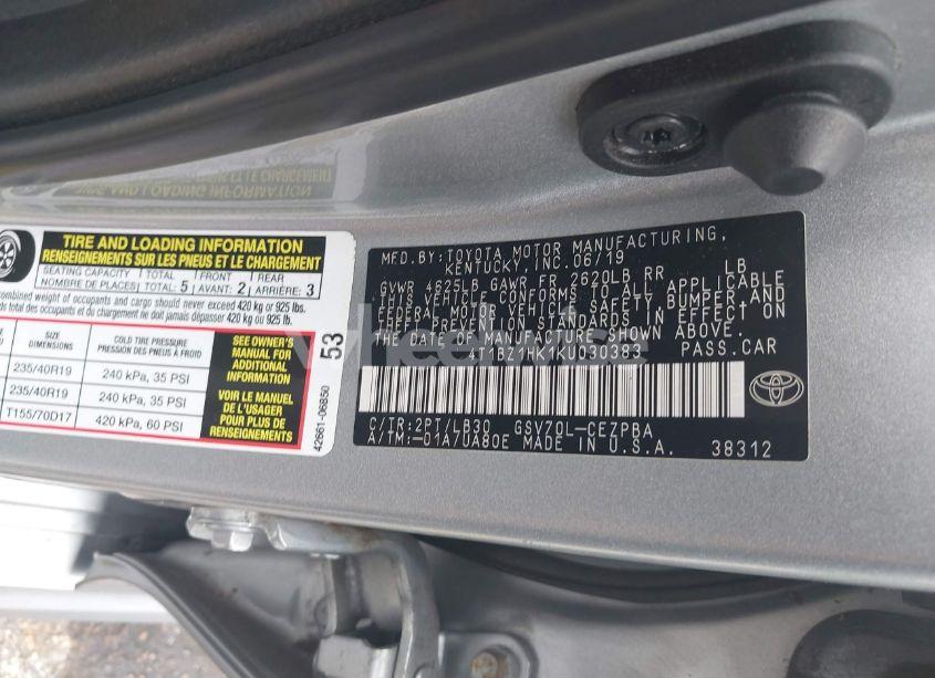 Photo 9 of 2019 Toyota Camry XSE V6 (VIN 4T1BZ1HK1KU030383)