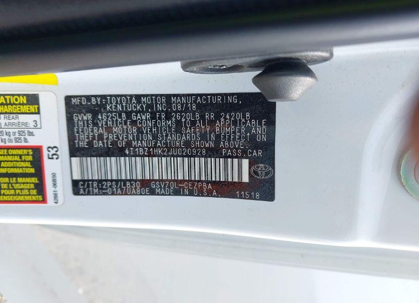 Photo 9 of 2018 Toyota Camry XSE V6 (VIN 4T1BZ1HK2JU020928)