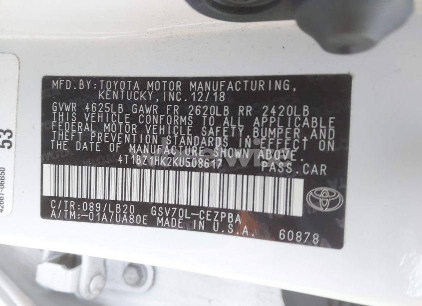 Photo 9 of 2019 Toyota Camry XSE V6 (VIN 4T1BZ1HK2KU508617)