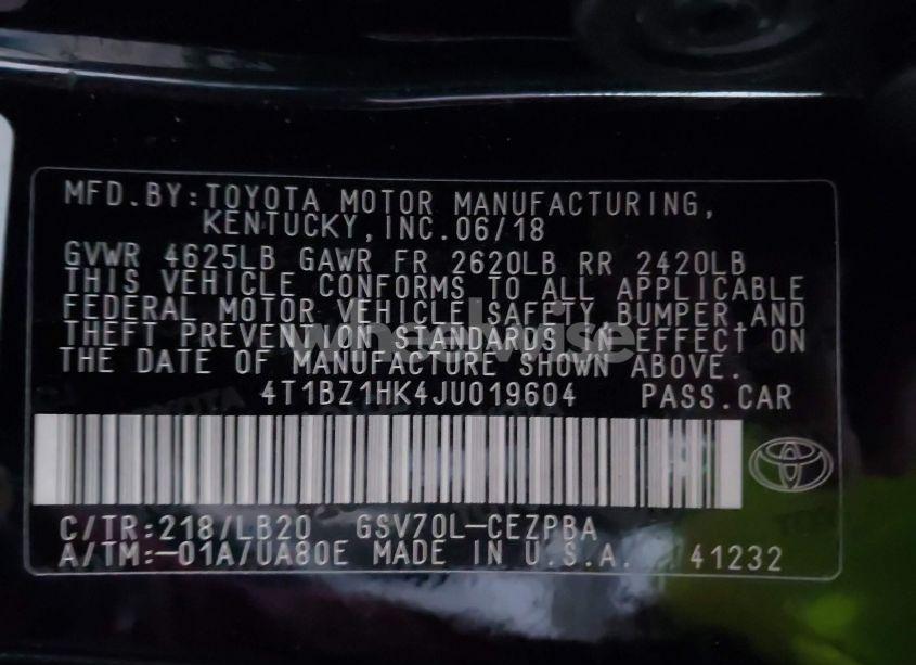 Photo 9 of 2018 Toyota Camry XSE V6 (VIN 4T1BZ1HK4JU019604)