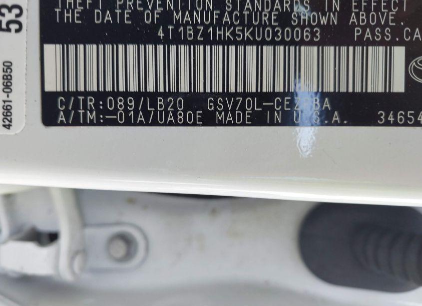 Photo 9 of 2019 Toyota Camry XSE V6 (VIN 4T1BZ1HK5KU030063)