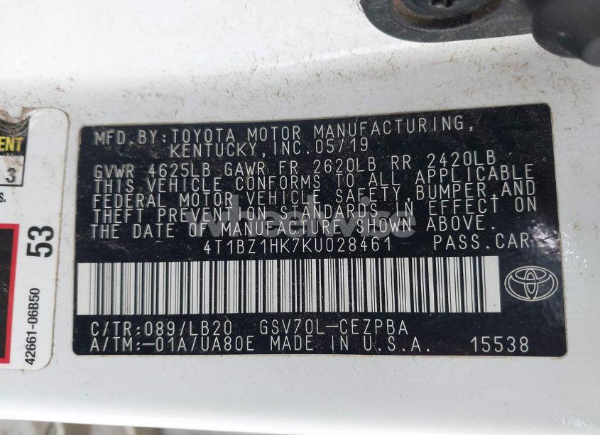 Photo 9 of 2019 Toyota Camry XSE V6 (VIN 4T1BZ1HK7KU028461)