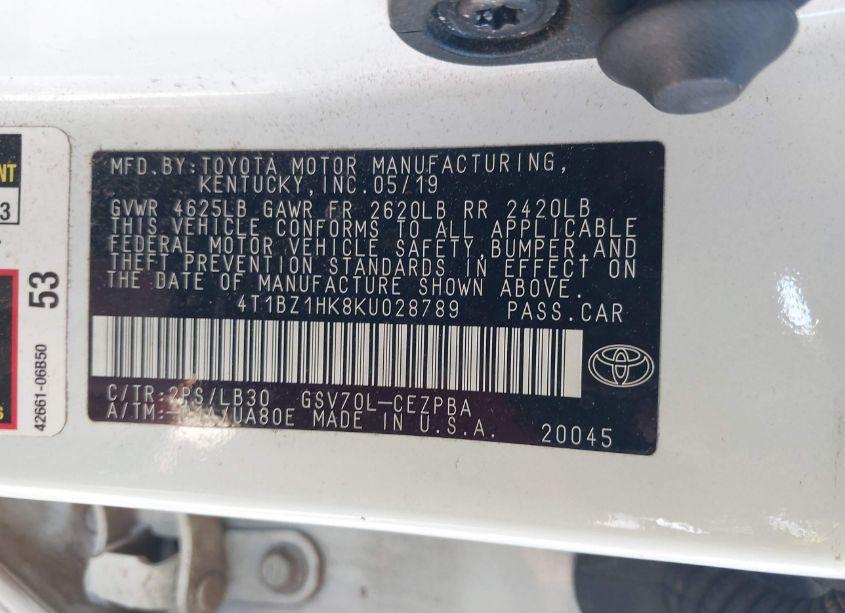 Photo 9 of 2019 Toyota Camry XSE V6 (VIN 4T1BZ1HK8KU028789)