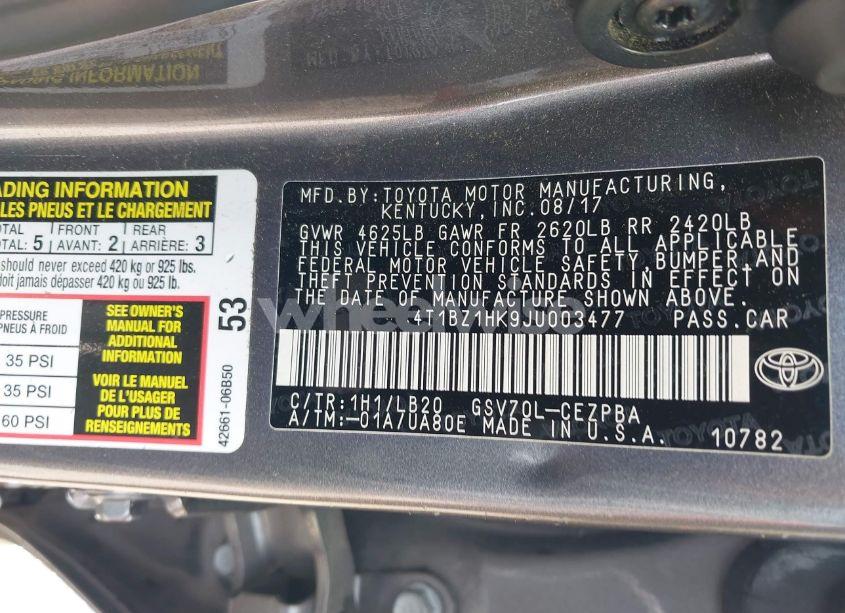 Photo 9 of 2018 Toyota Camry XSE V6 (VIN 4T1BZ1HK9JU003477)