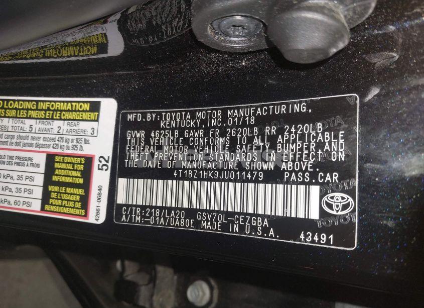 Photo 9 of 2018 Toyota Camry XSE/XLE (VIN 4T1BZ1HK9JU011479)