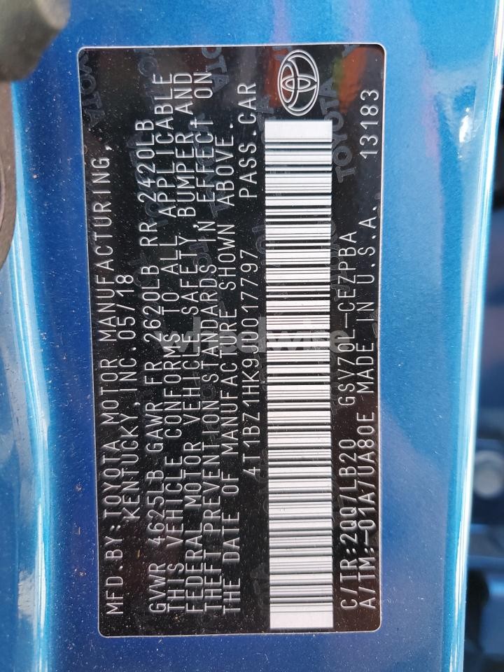 Photo 13 of 2018 TOYOTA CAMRY XSE (VIN 4T1BZ1HK9JU017797)