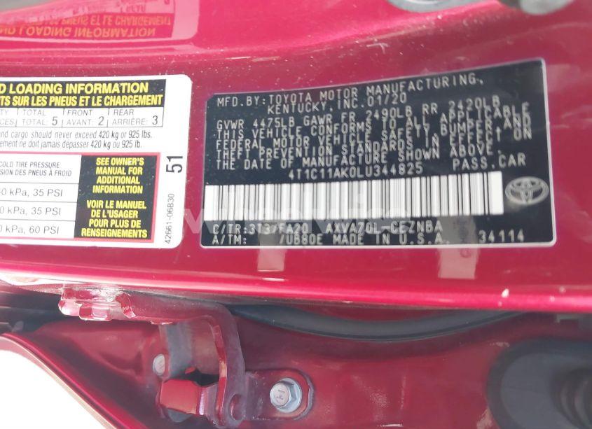 Photo 9 of 2020 Toyota Camry LE (VIN 4T1C11AK0LU344825)